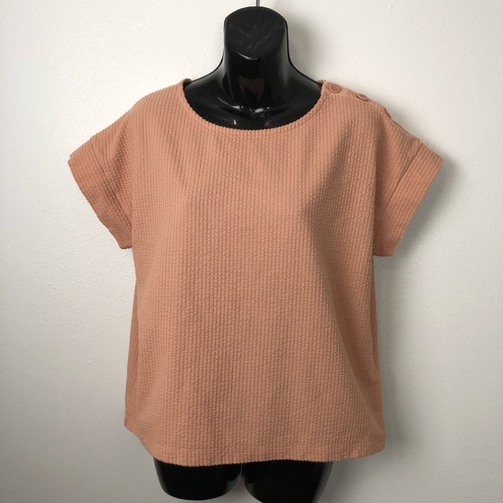 Madewell seersucker short sleeve blouse Sz Medium